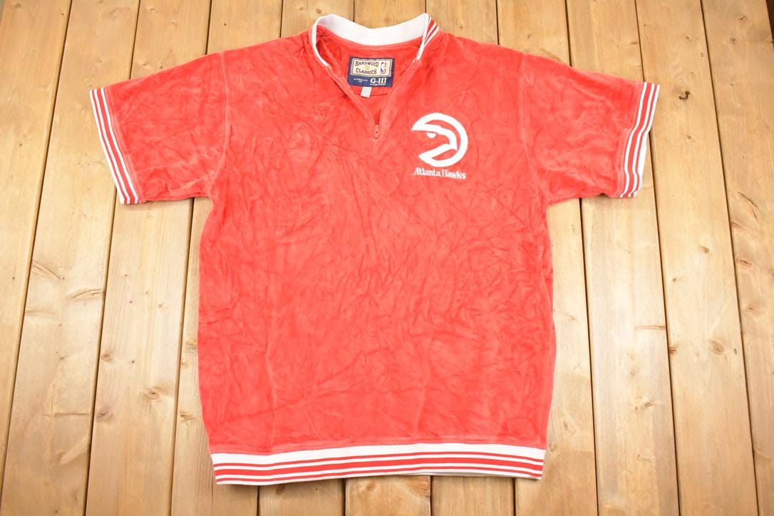 Vintage Y2K Hardwood Classics Atlanta Hawks Velour NBA Shirt Men's XL