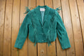 Vintage 1980s Teal Suede Fringe Jacket
