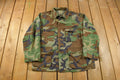 Vintage 1980s Woodland Camo Military Button Up Shirt