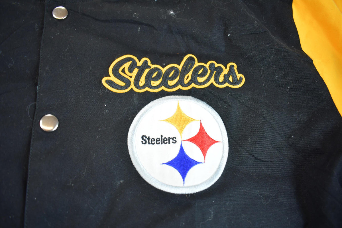 Vintage 2000s NFL Pittsburgh Steelers 6x Super Bowl Champion Embroidered Varsity Jacket Made In USA