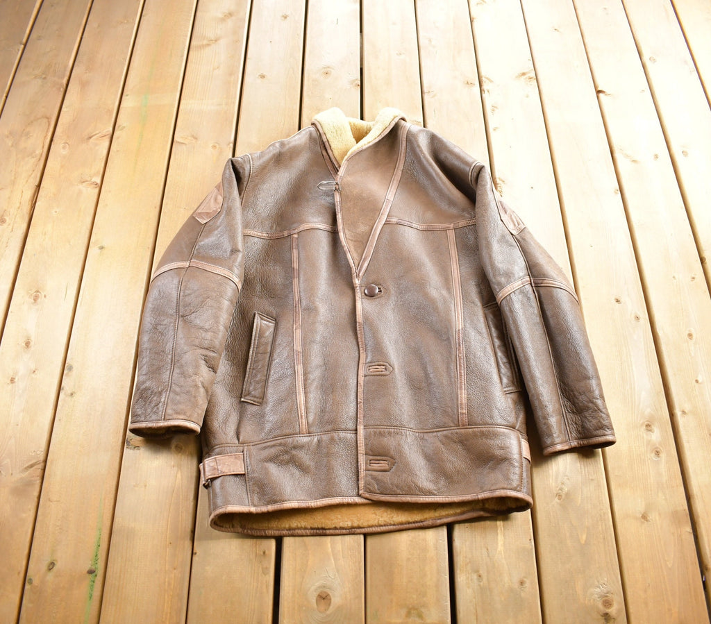 Vintage 1980s Alfred Leather Sheepskin Authentic Shearling Jacket Made In Canada