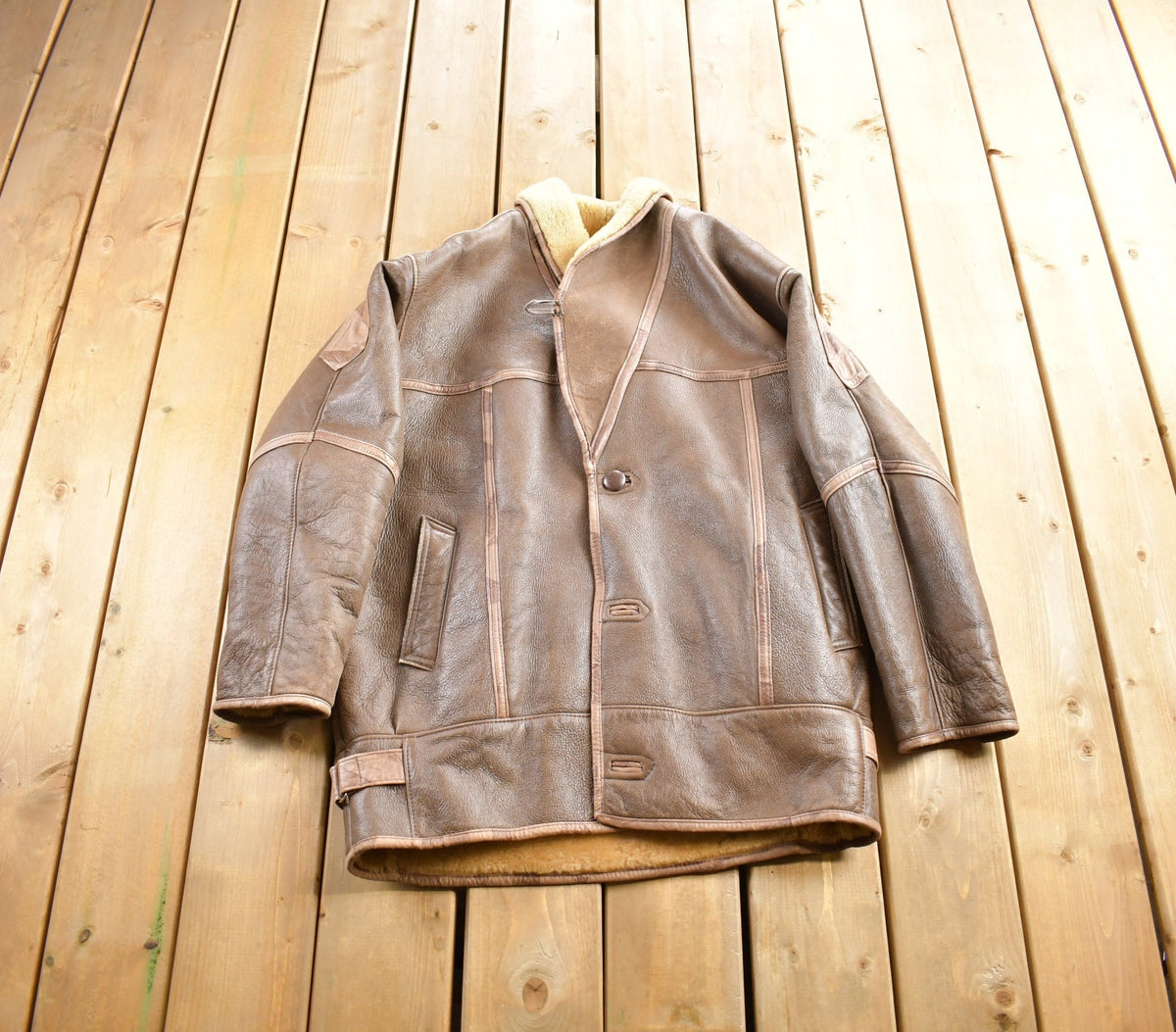 Vintage 1980s Alfred Leather Sheepskin Authentic Shearling Jacket Made In Canada