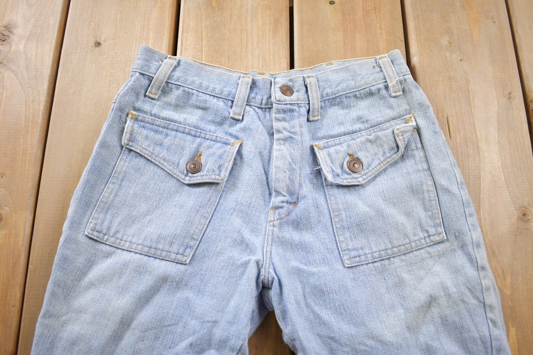 Vintage 1970s Light Wash Bootcut Jeans Size 26 x 27.5