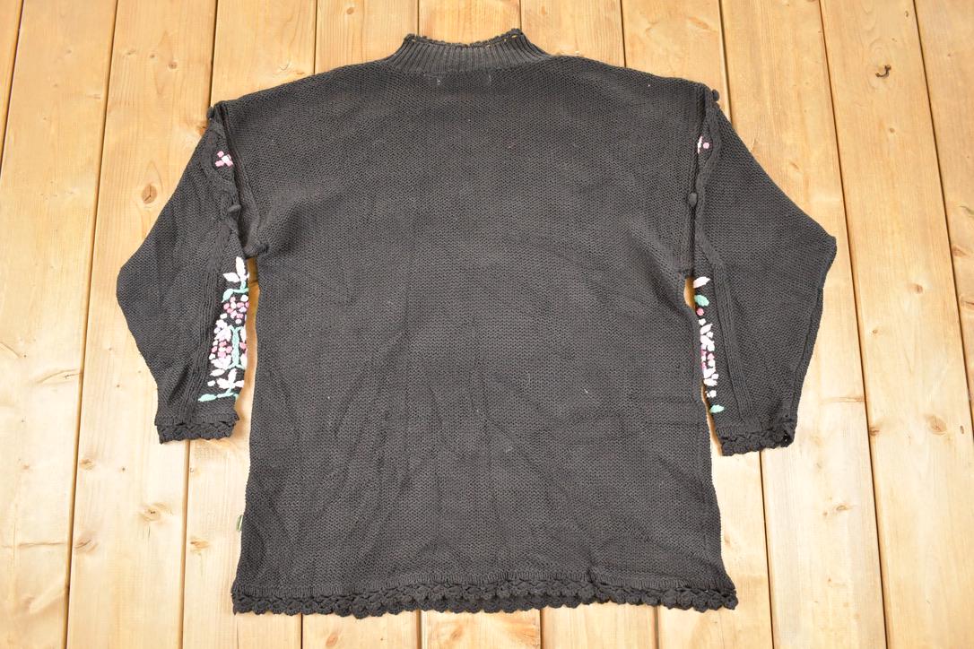 Vintage 1990s Maggie Lawrence Chunky Cable Knit Mock Neck Sweater Women's L