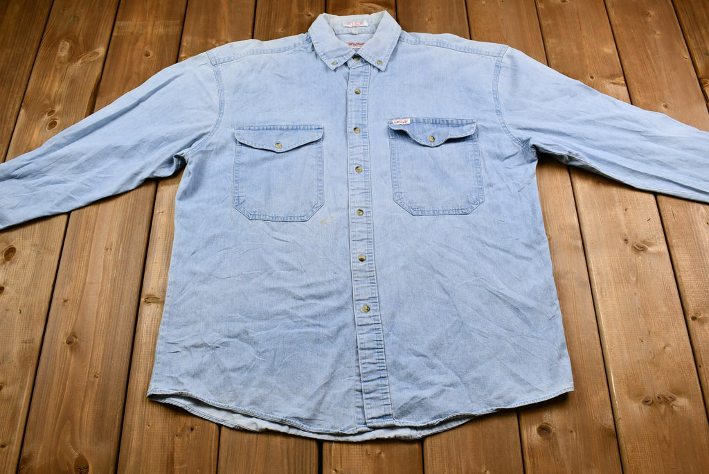 Vintage 1990s Campus Light Blue Denim Button Up Shirt