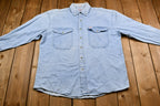 Vintage 1990s Campus Light Blue Denim Button Up Shirt
