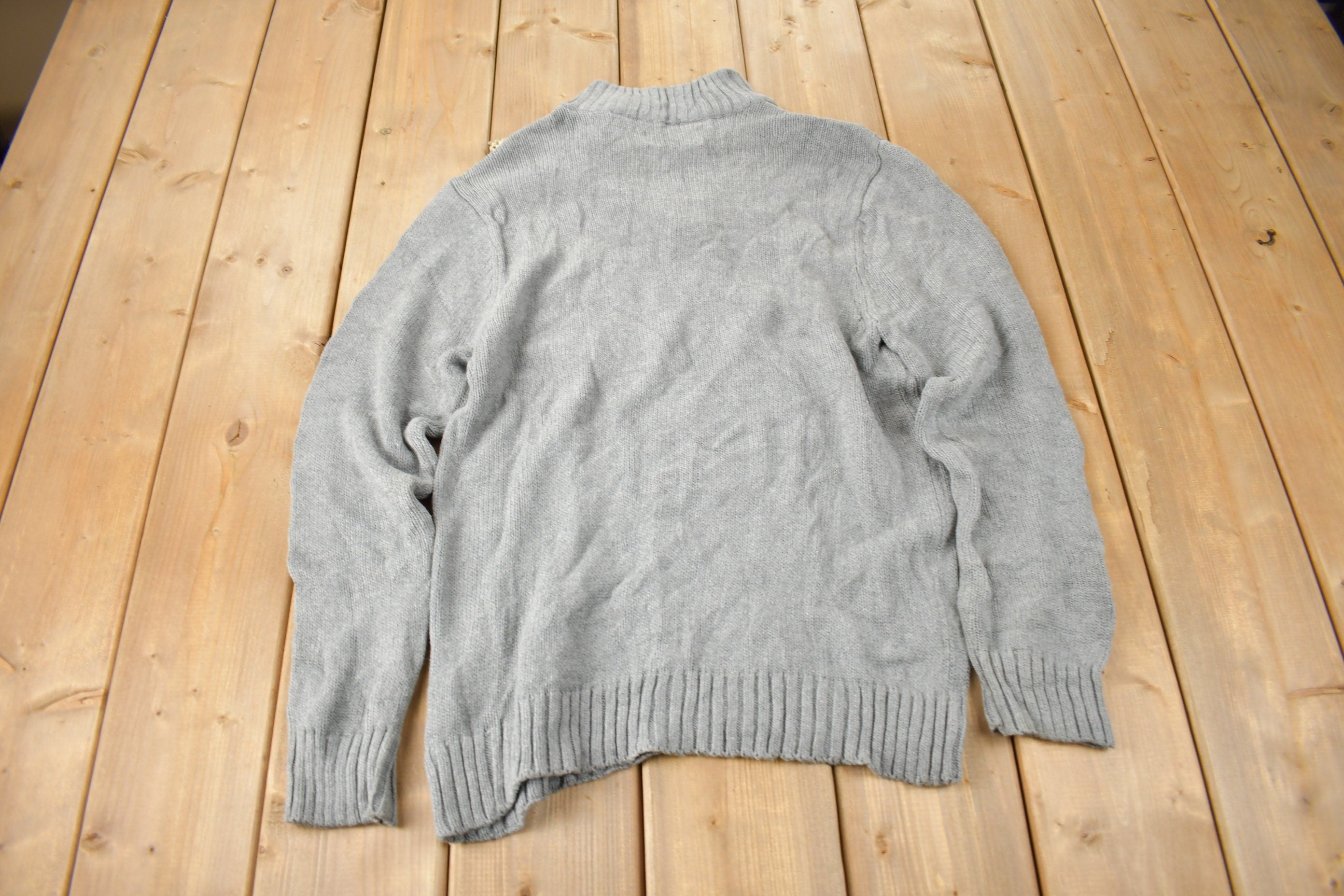 Vintage Y2K Chaps Embroidered Logo Quarter Zip Knit Sweater Size M