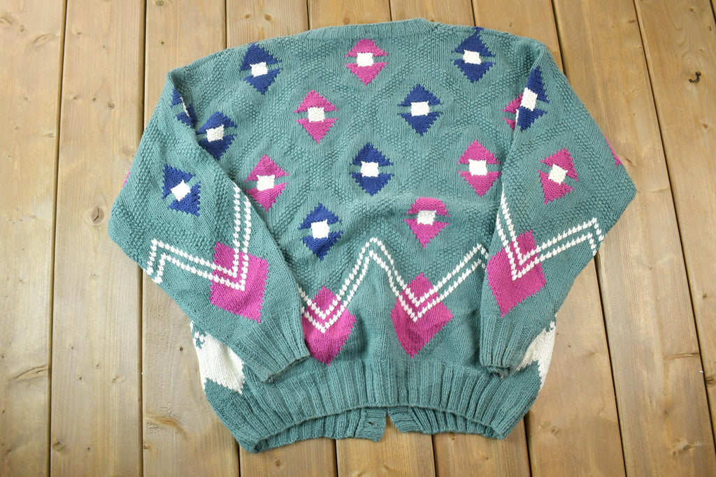 Vintage 1990s Casual Clothing Co Knit Pattern Cardigan Sweater