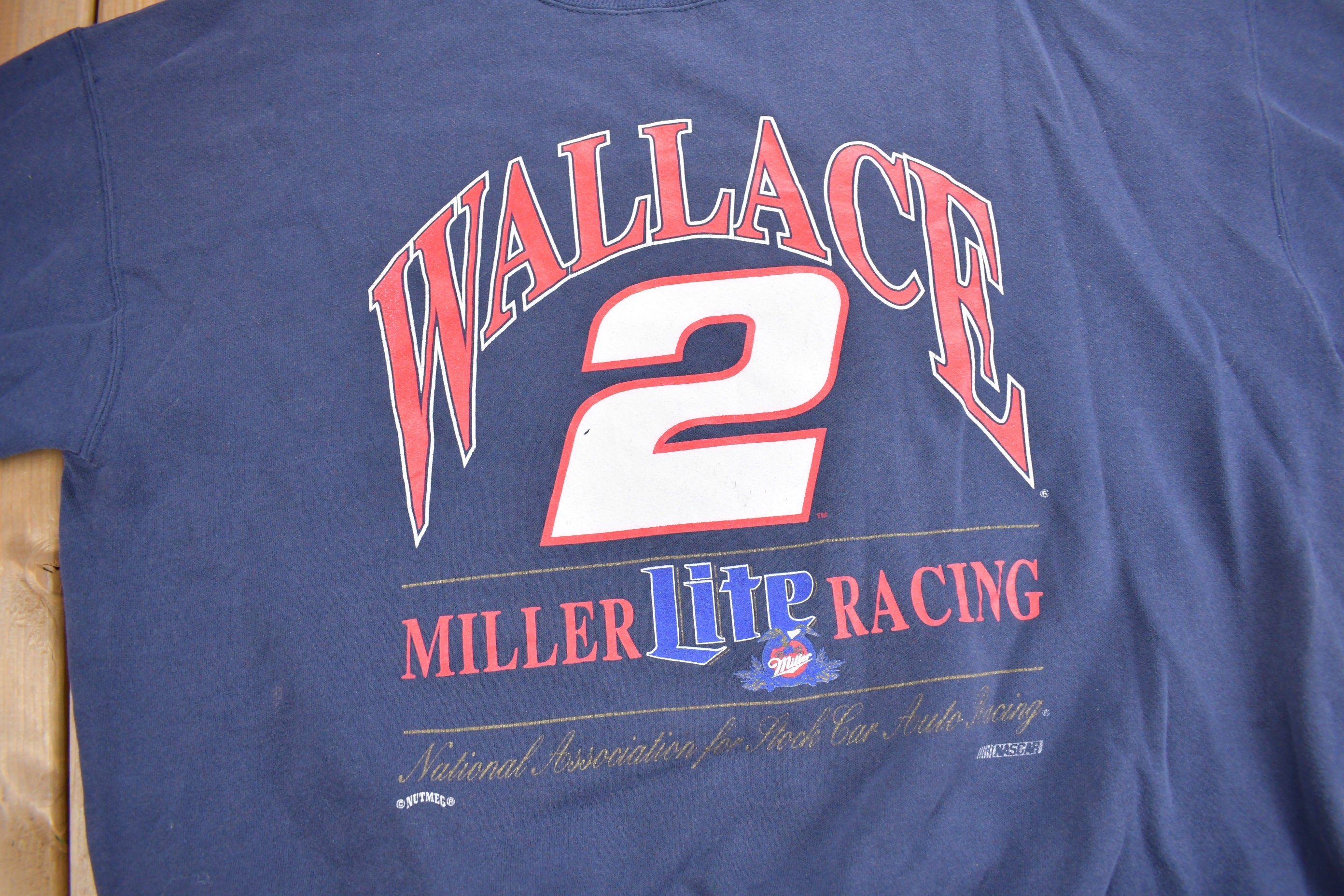 Vintage 1990s Rusty Wallace Miller Lite Racing Graphic Crewneck Sweatshirt