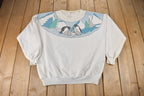 Vintage 1990s Cute Penguin Graphic Grandma Style Crewneck Sweater Made In Canada