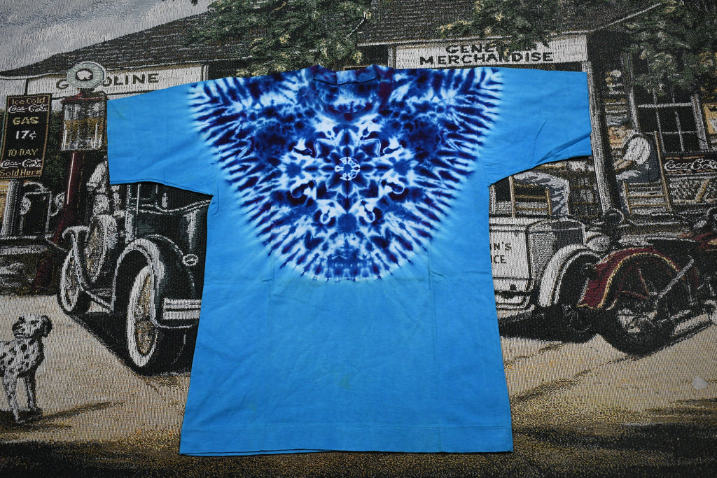 Vintage 1990s Blue Tie Dye Graphic T Shirt