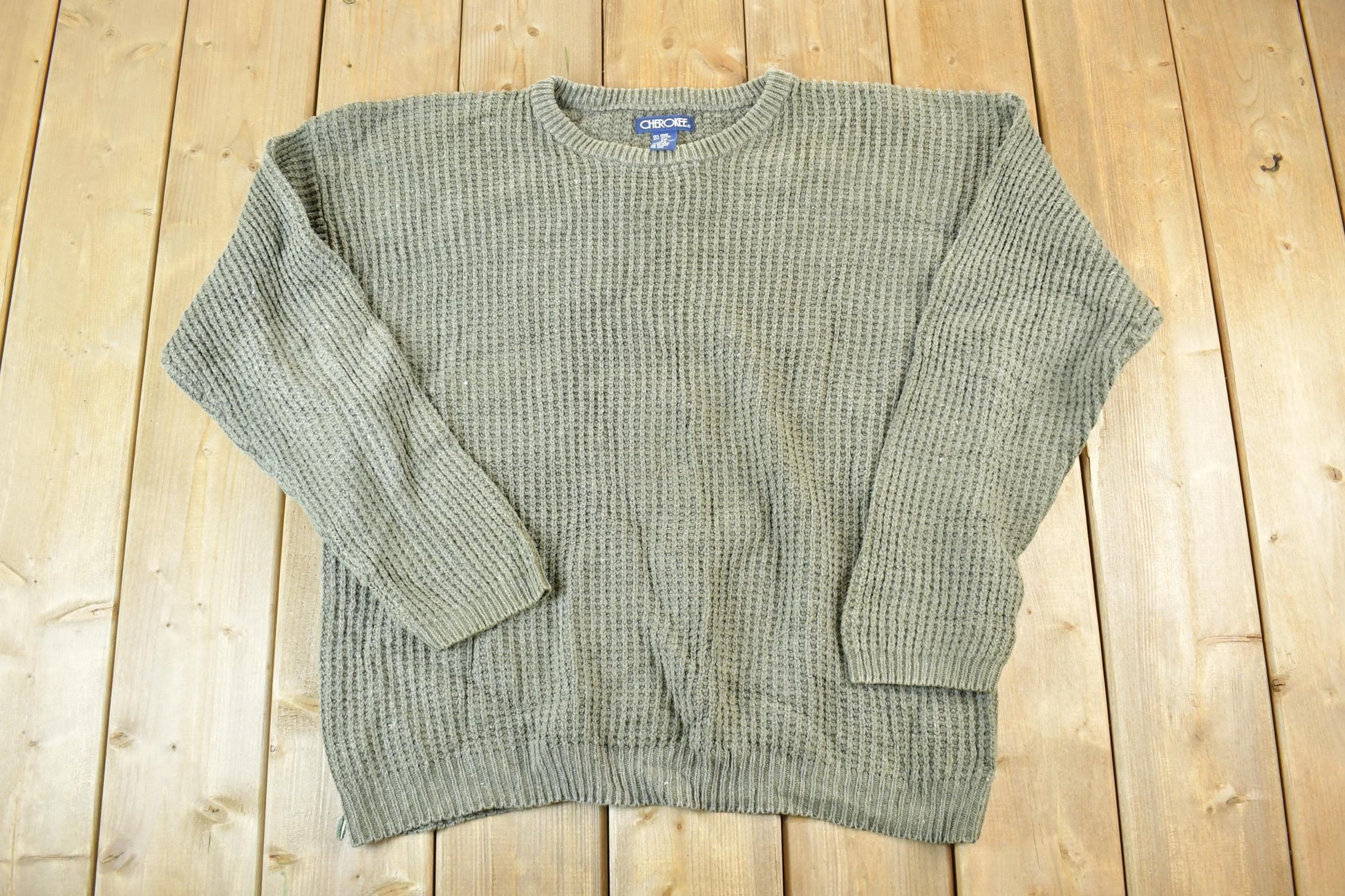 Vintage 1990s Cherokee Knit Abstract Pattern Crewneck Sweater Made In/ 90s Crewneck / Preppy Knits