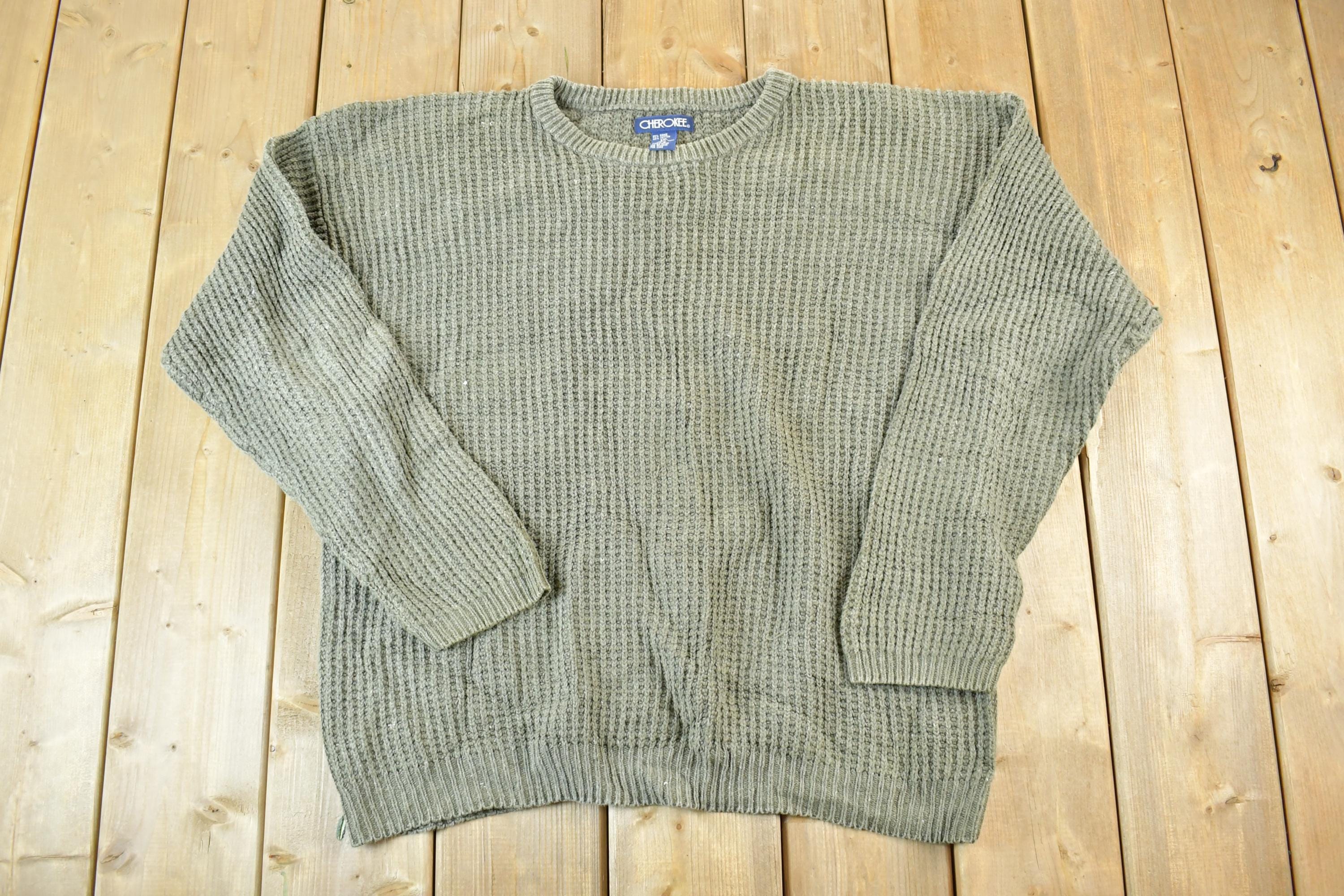 Vintage 1990s Cherokee Knit Abstract Pattern Crewneck Sweater Made In