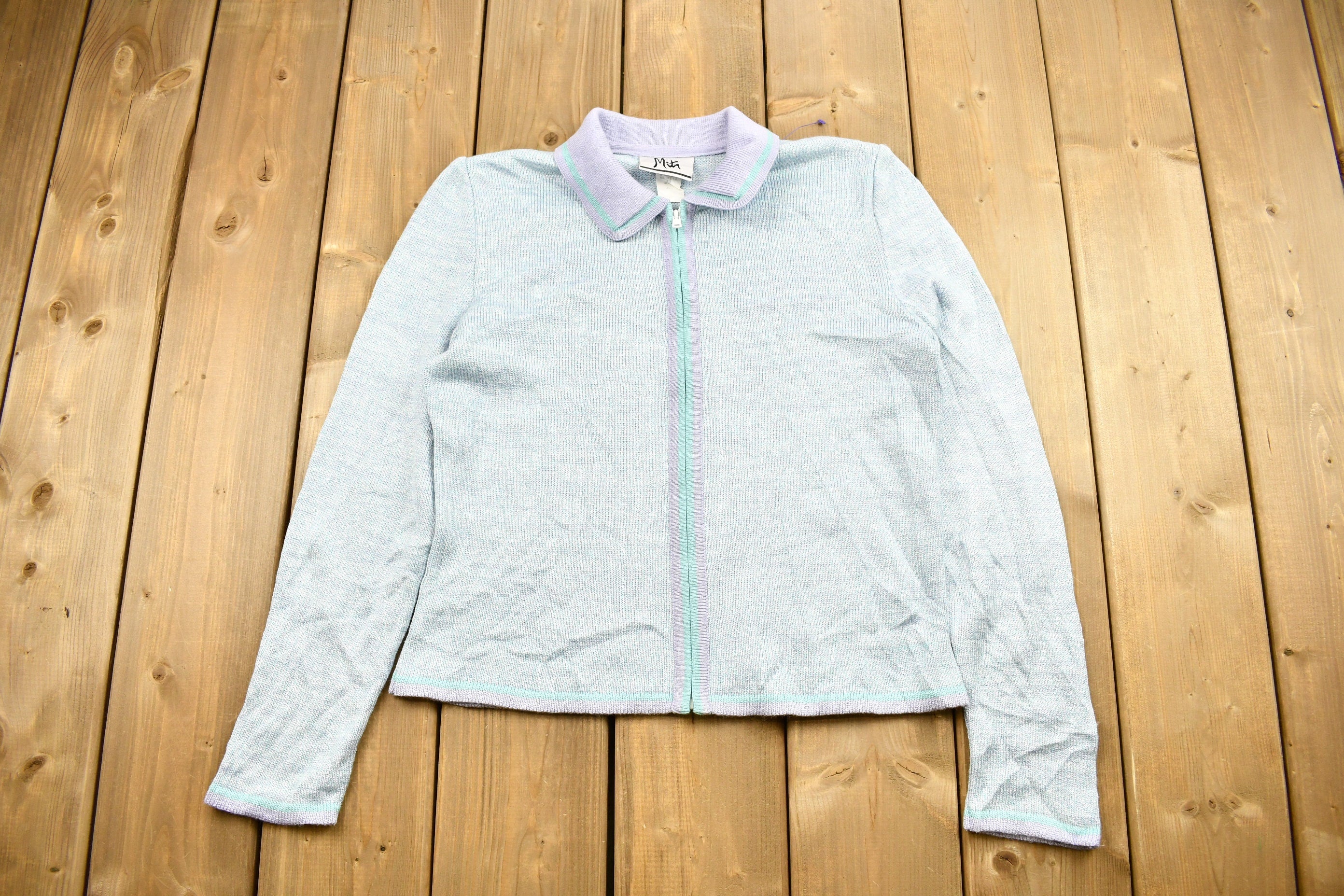 Vintage 1990s Mita Zip Up Pastel Sweater