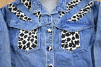 Vintage 1990s Ivana Cow Print Denim Jean Jacket