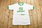 Vintage 1980s Newport Menthol Ringer T-Shirt NOS Alive With Pleasure Spell Out
