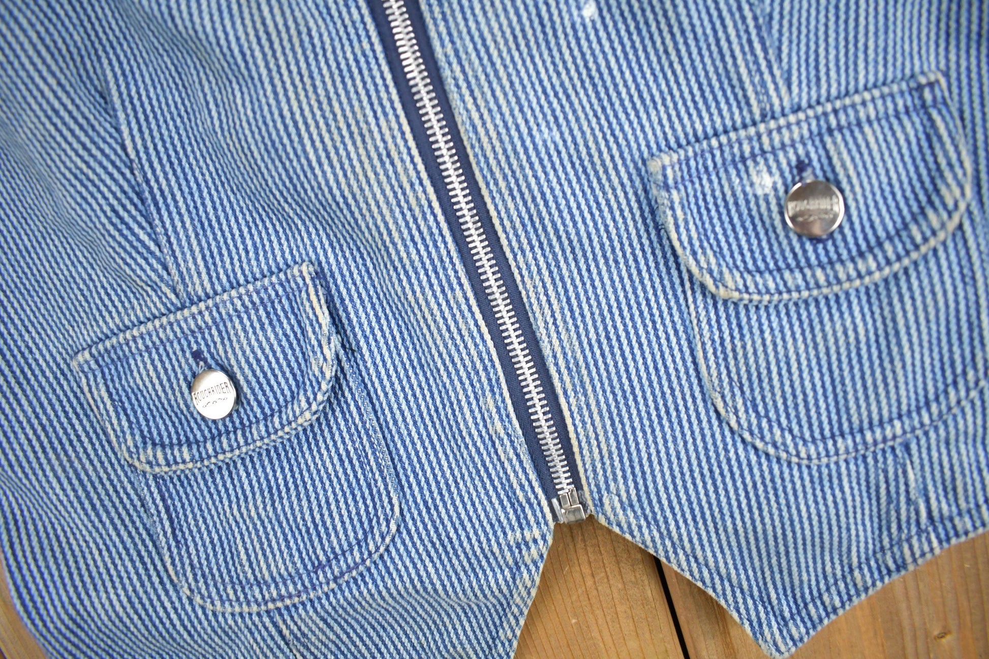 Vintage 1990s Rough Rider Women's Denim Vest / Vintage Biker Vest / Size Small / Made In USA