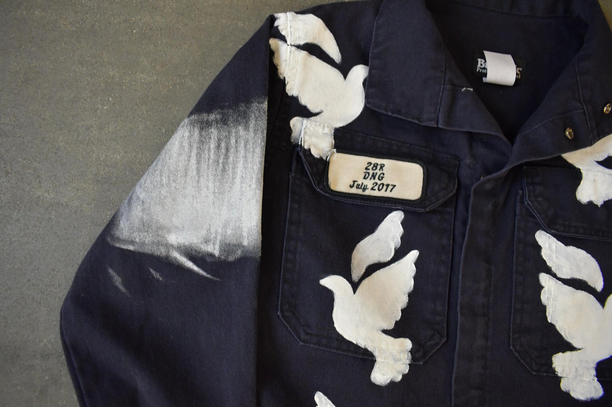 Vintage Custom Handmade Dove Peace Coveralls Jumpsuit Size 28R