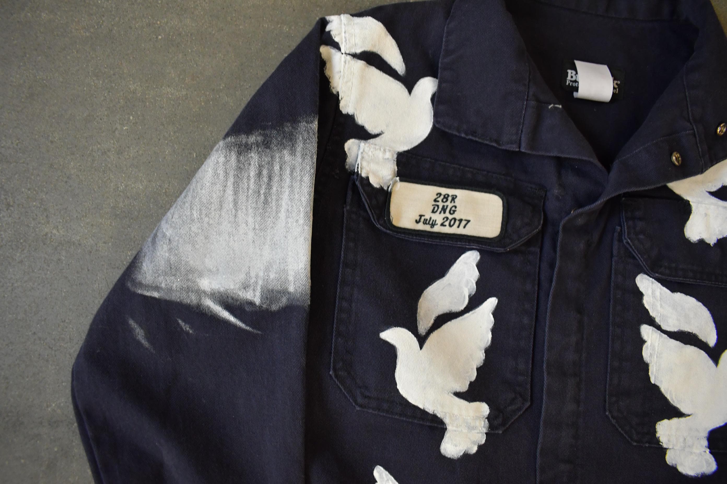 Vintage Custom Handmade Dove Peace Coveralls Jumpsuit Size 28R