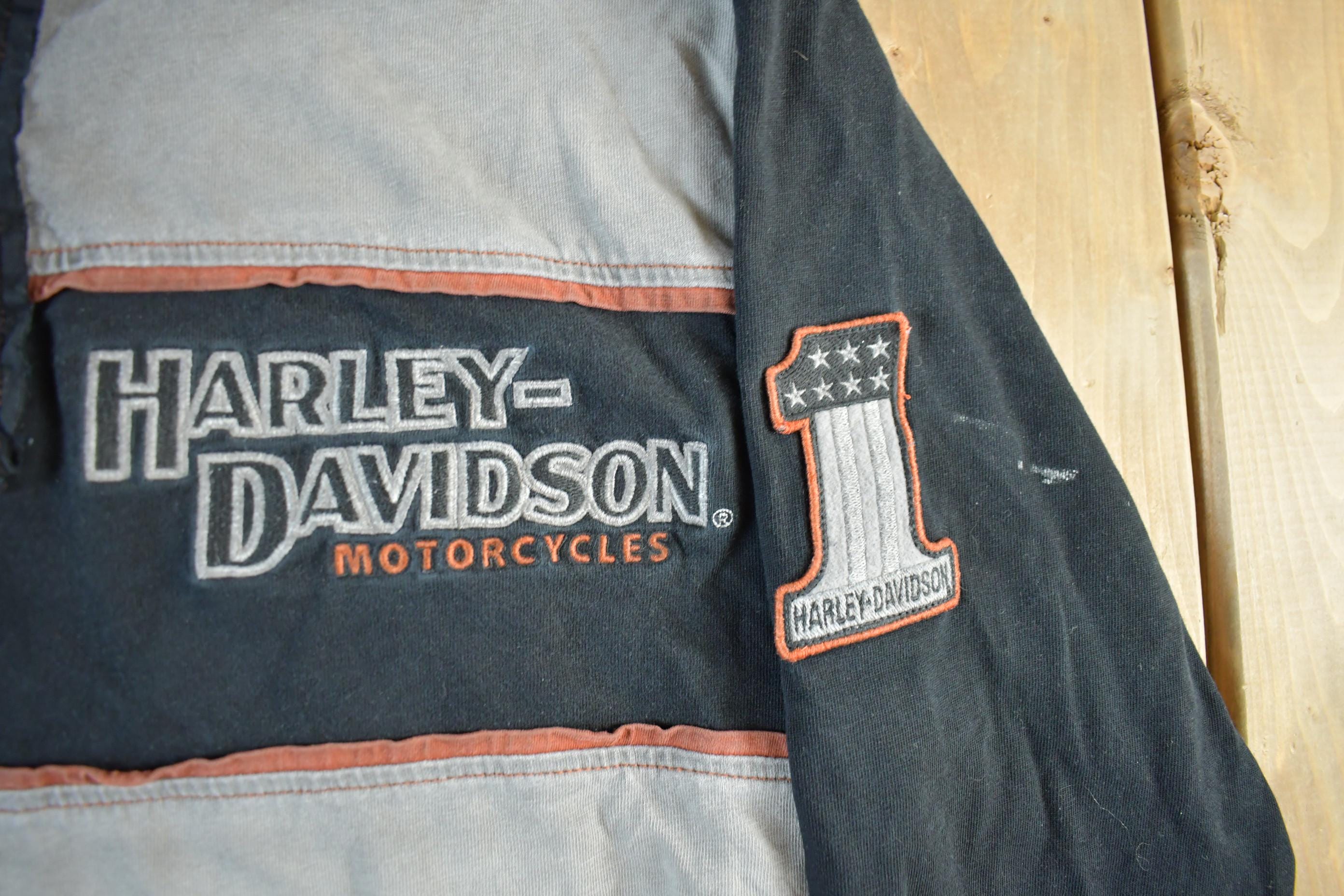 Vintage 2000s Harley Davidson Motorcycles Long Sleeve Henley T-Shirt Men's Medium