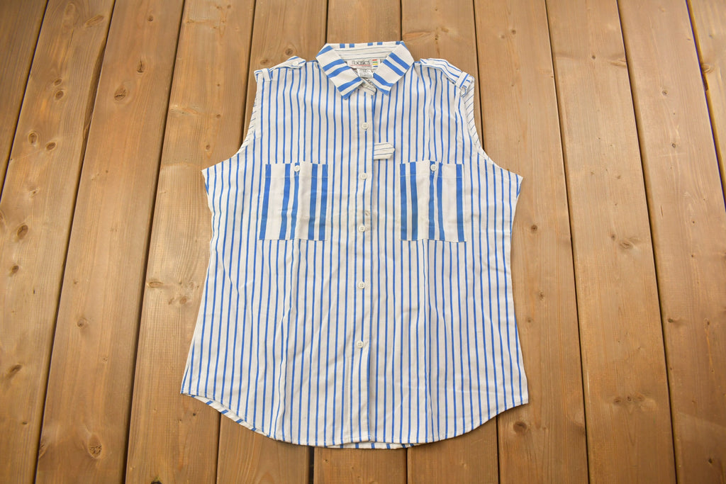 Vintage 1990s The Basics Striped Button Up Vest