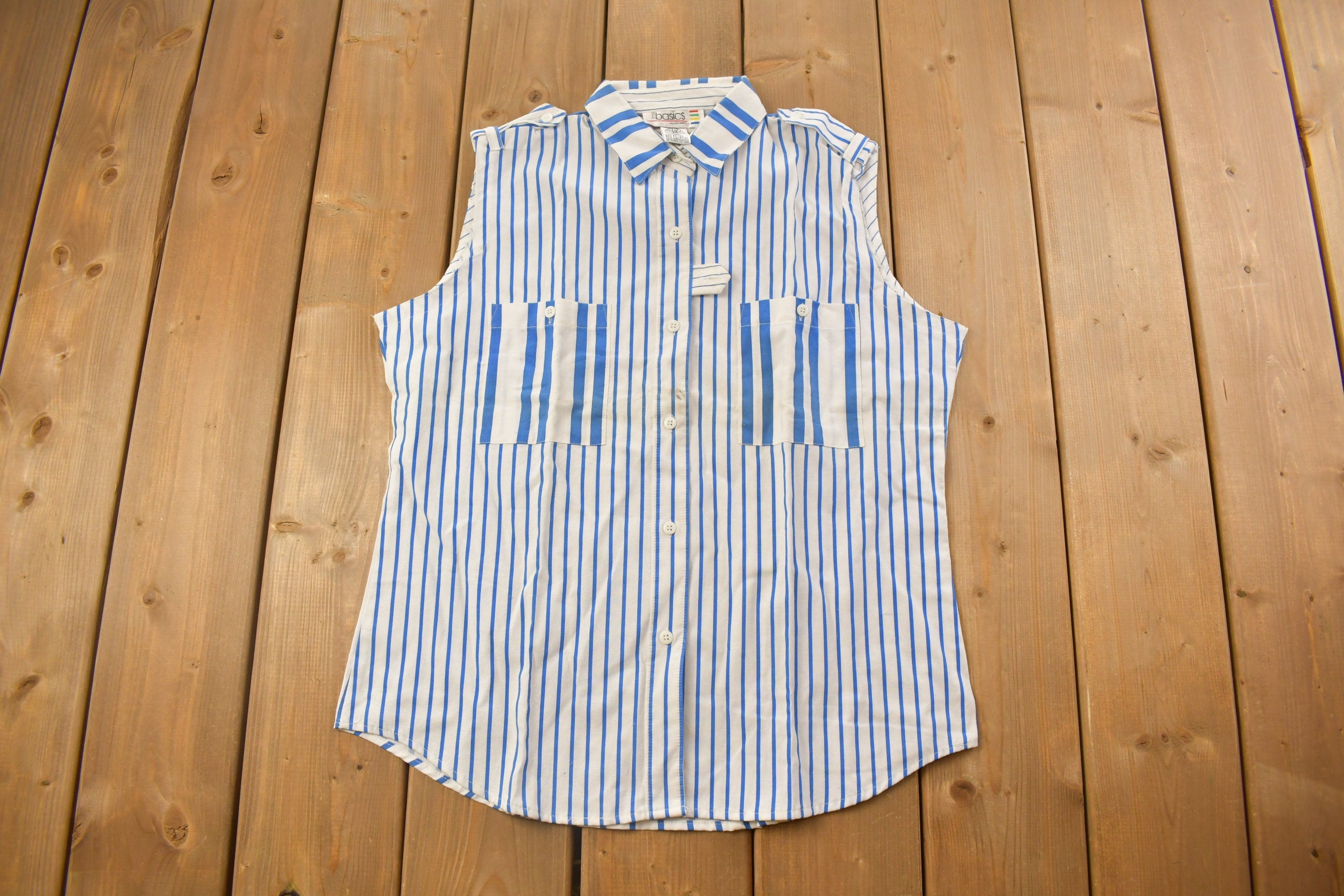 Vintage 1990s The Basics Striped Button Up Vest
