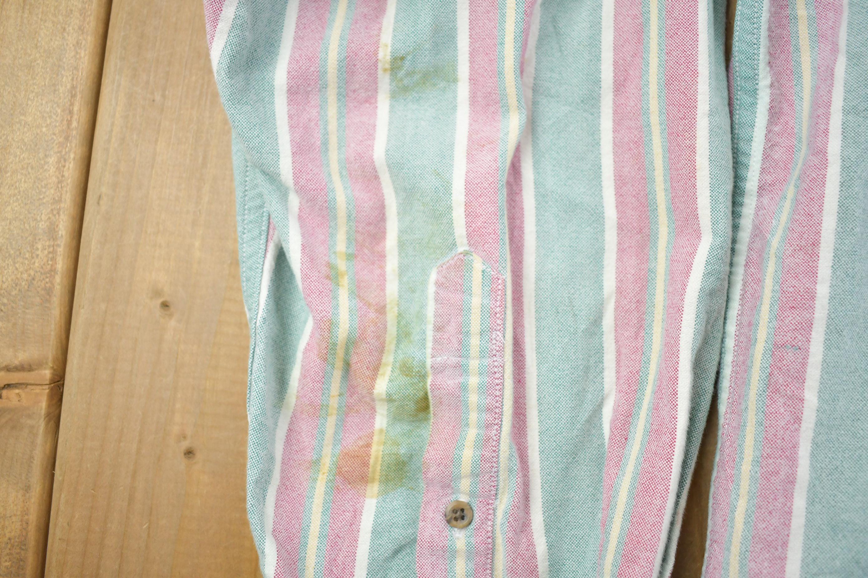 Vintage 1980s St John's Bay Pastel Striped Button Up Shirt