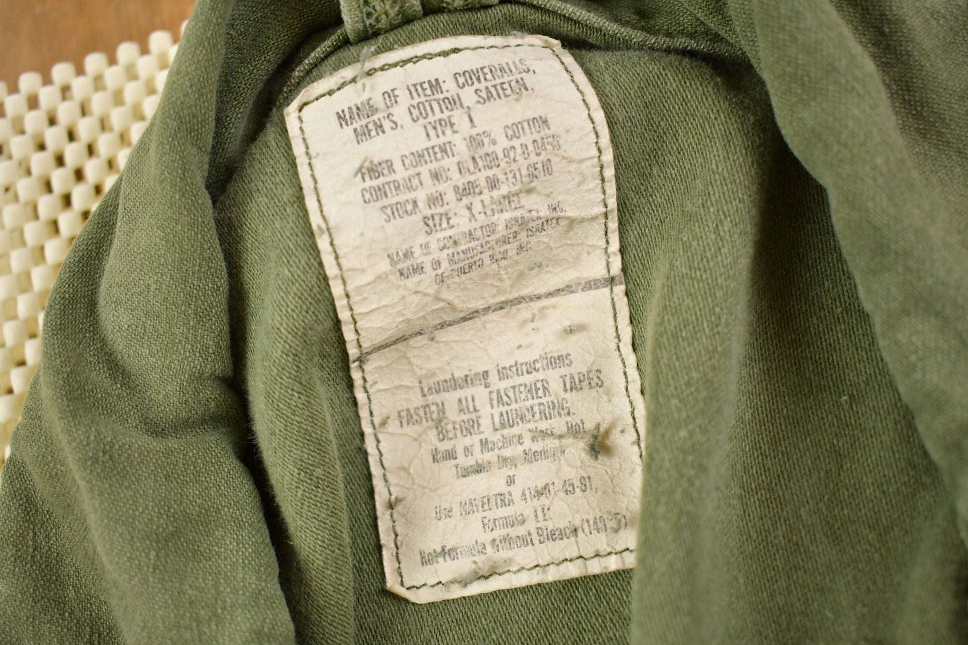 Vintage 1992 Military Type 1 Sateen Coveralls Jumpsuit Size X-Large