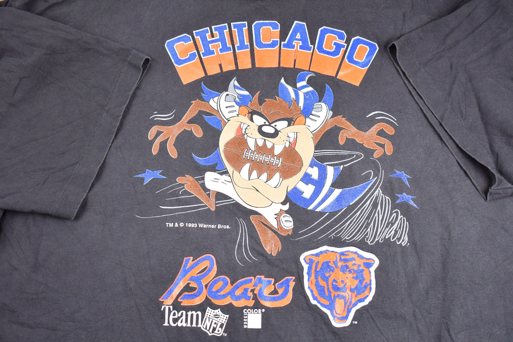 Vintage 1993 Chicago Bears Taz NFL Football Made In USA Graphic T-Shirt