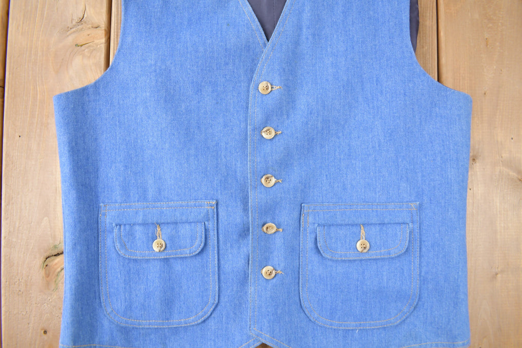 Vintage 1970s Levi's Panatela Denim Button Up Vest Made in USA Size S