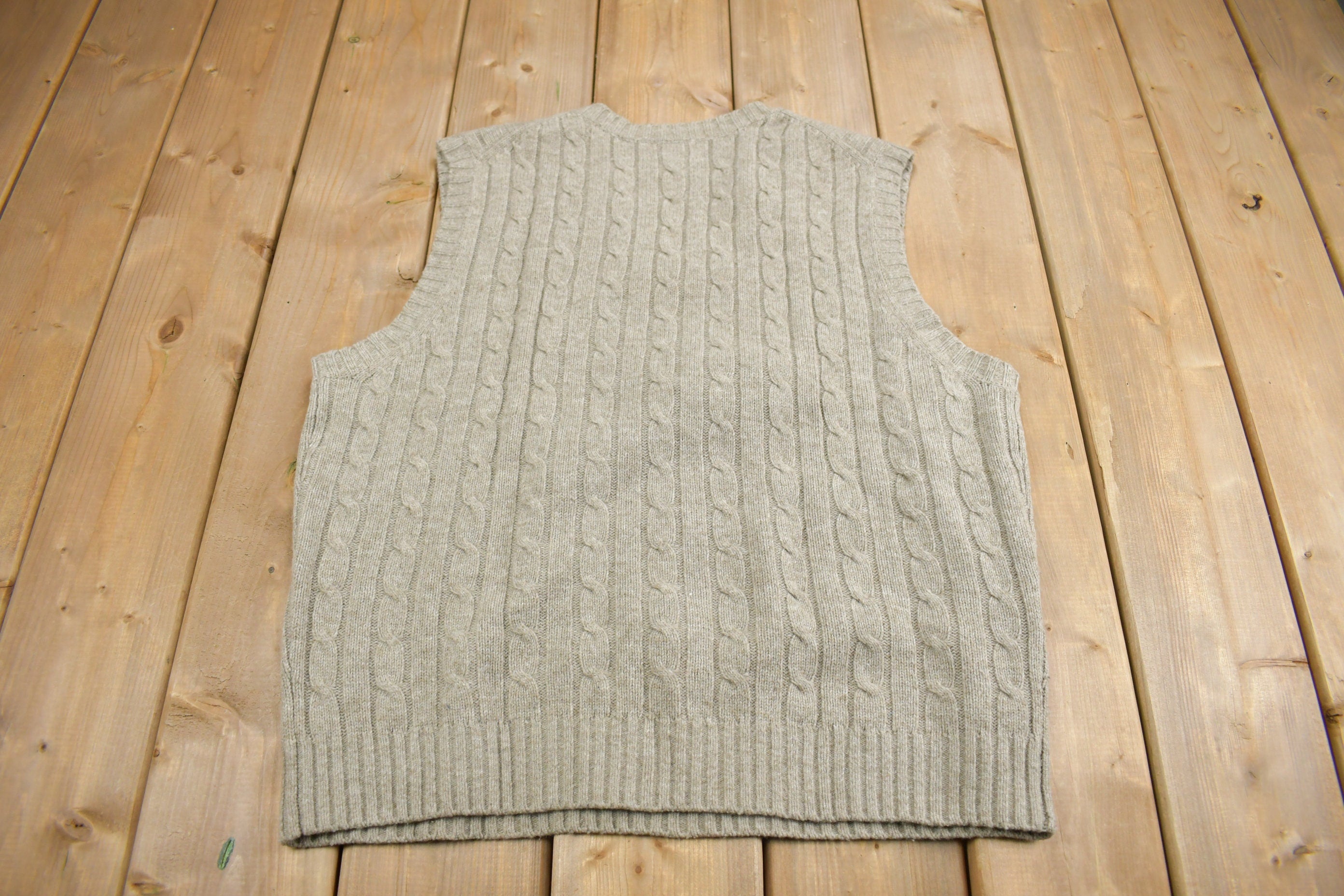 Vintage 1990s LL Bean Cable Knit Sweater Vest