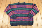 Vintage 1990s Chaps Ralph Lauren Heavy Knit Crewneck Sweater Men's L / 90's Abstract Pattern 3D Knitted Sweatshirt