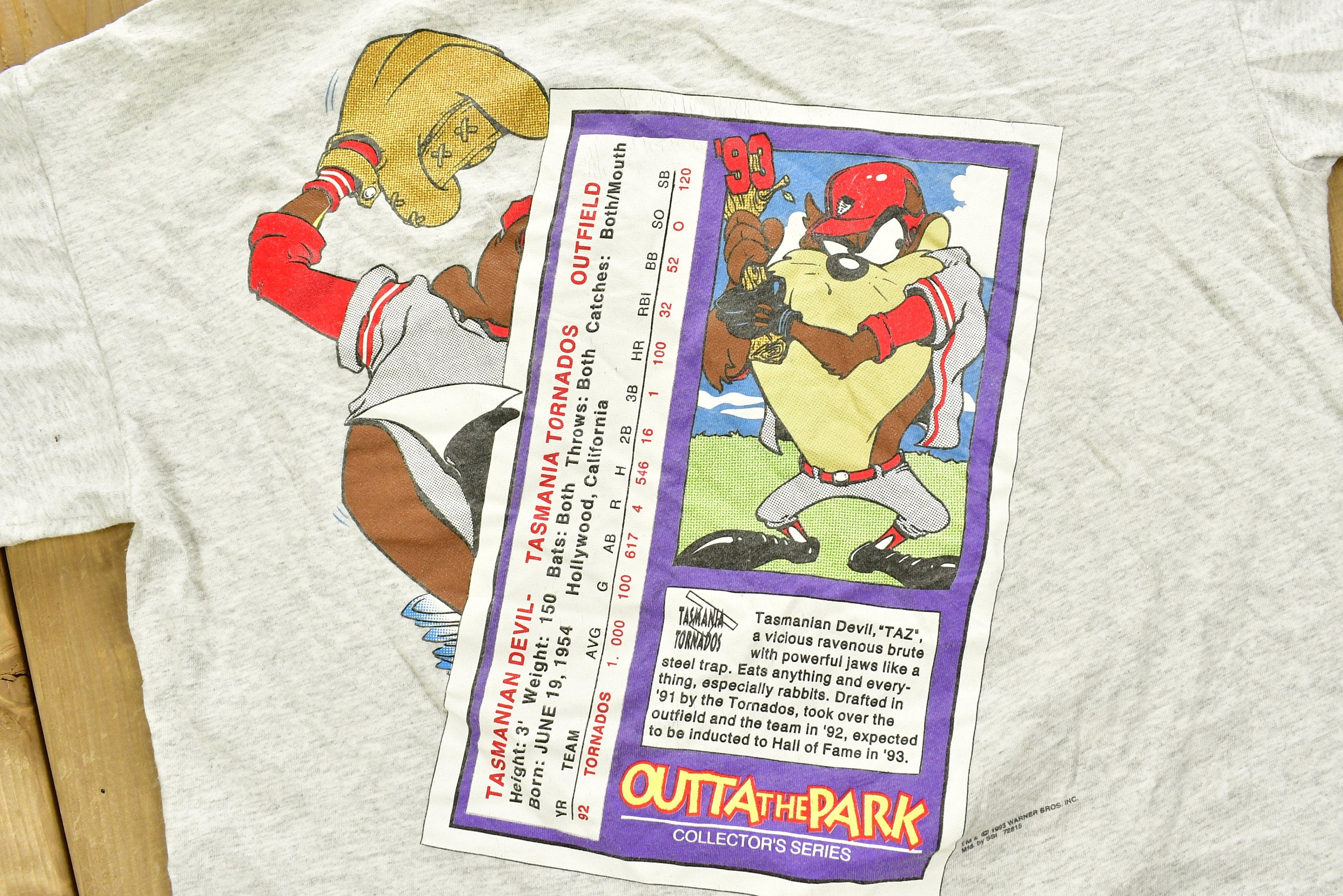 Vintage 1993 Tasmanian Devil Baseball Cartoon T-Shirt