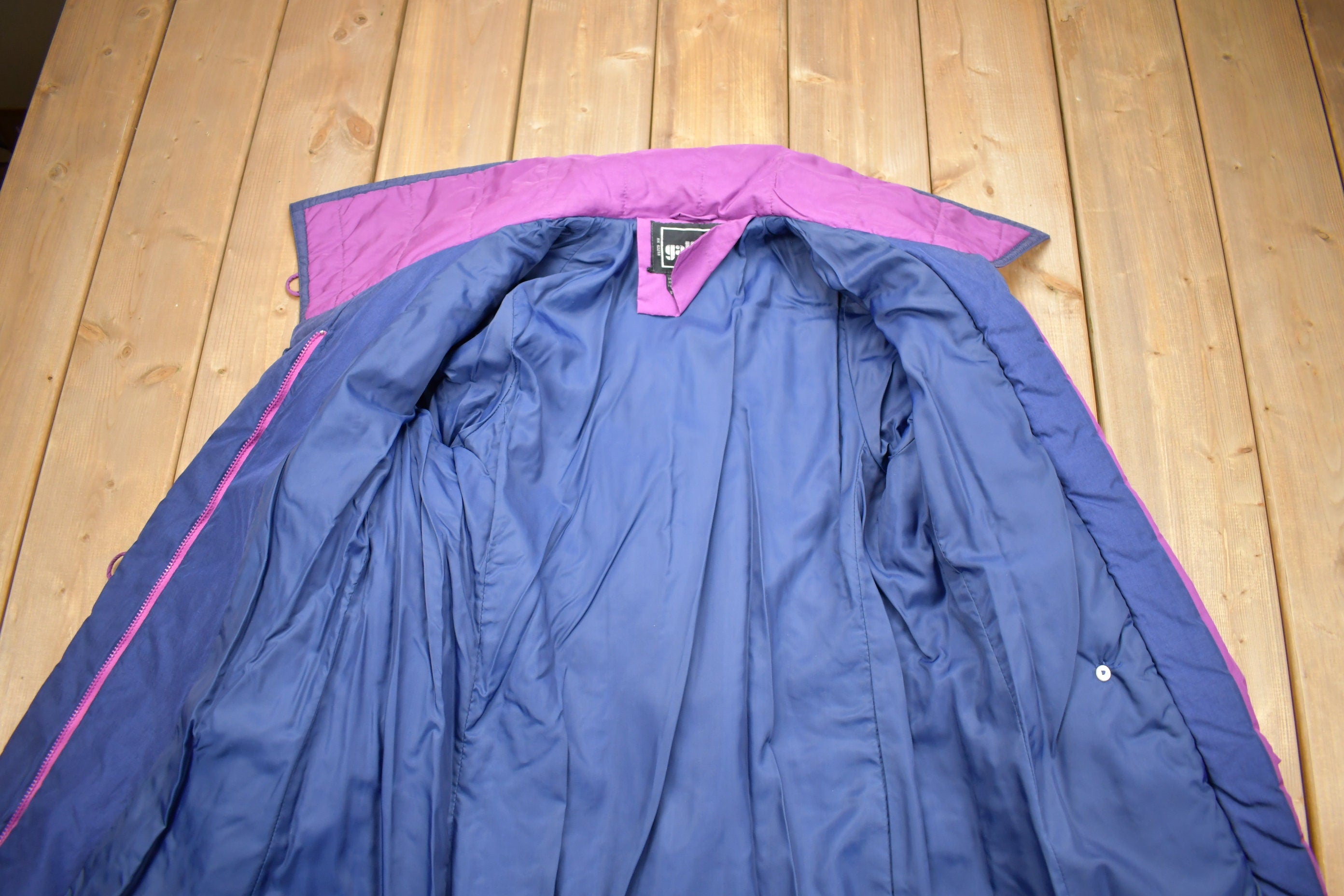 Vintage 1990s Purple Full Length Down Fill Puffer Jacket
