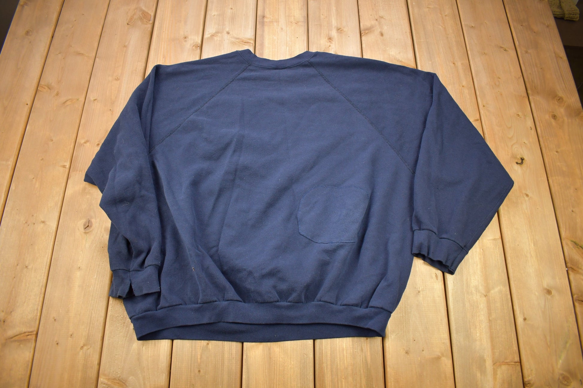 Vintage 1980s Tultex Blue Blank Raglan Crewneck Sweatshirt / 90s Crewneck / Made In USA / Essential / Streetwear / 90s Blank