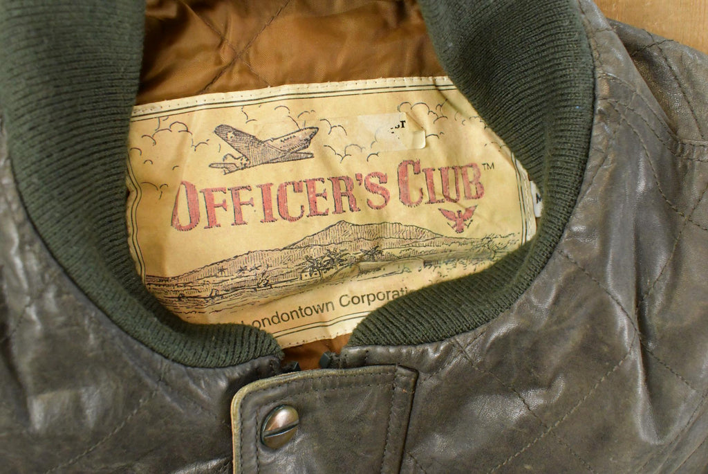 Vintage 1990s Officer's Club Leather Bomber Flight Jacket Men's Medium