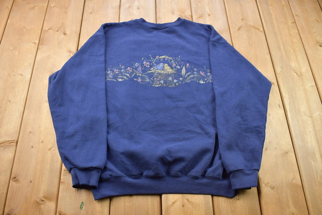 Vintage 1990s Cute Bird Themed Crewneck / Souvenir / Vintage Sweatshirt / Outdoorsman / Wilderness Sweatshirt / Floral / Animal Themed