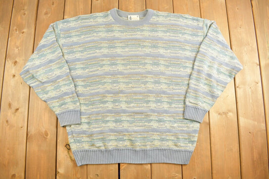 Vintage 1980s London Fog Knit Sweater / Vintage 80s Crewneck / Pattern Sweater / Pullover Sweatshirt / Vintage London Fog / 80s