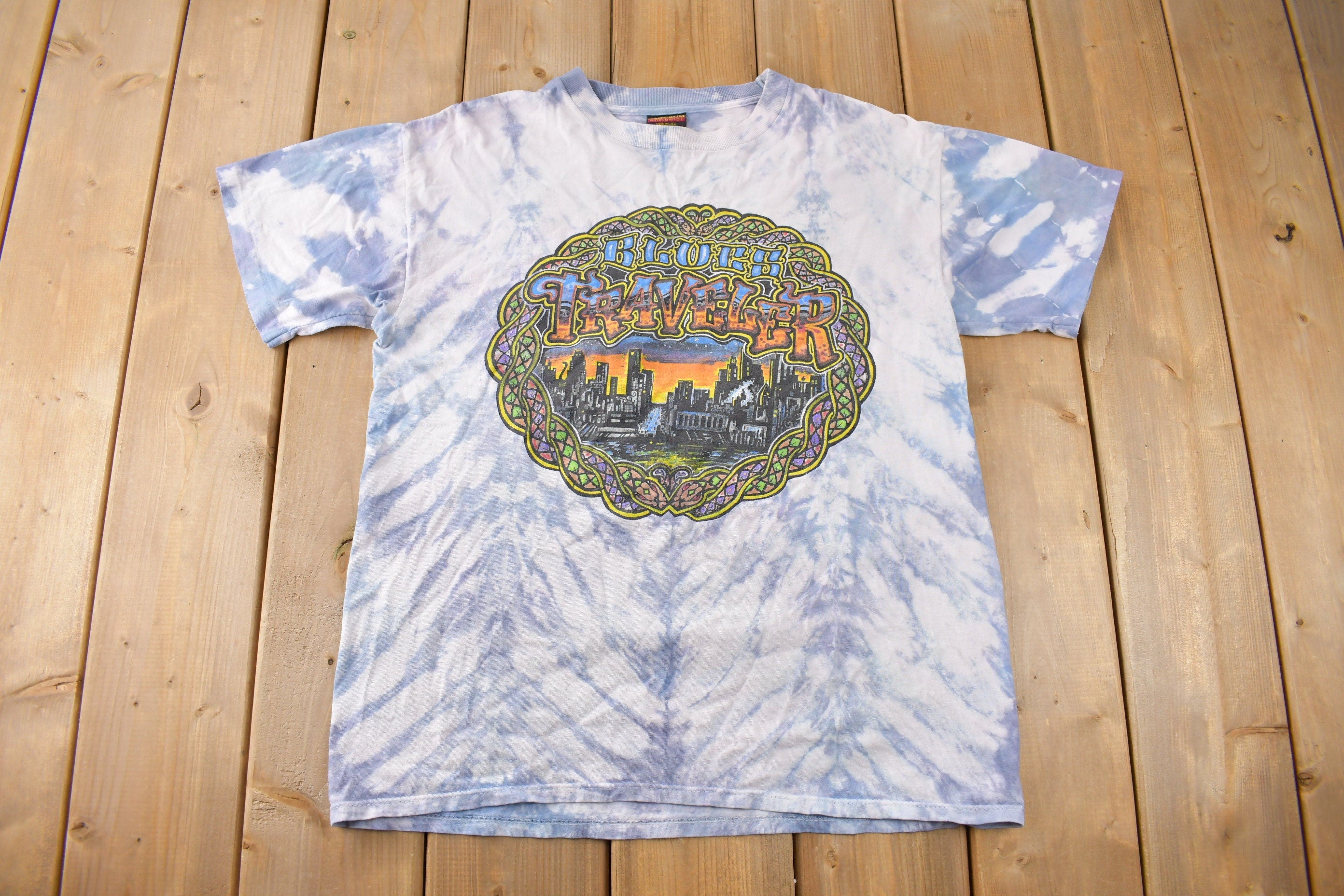Vintage 1990 Blues Traveler Dropping Some NYC Single Stitch Tie Dye Brockum T Shirt Made in USA