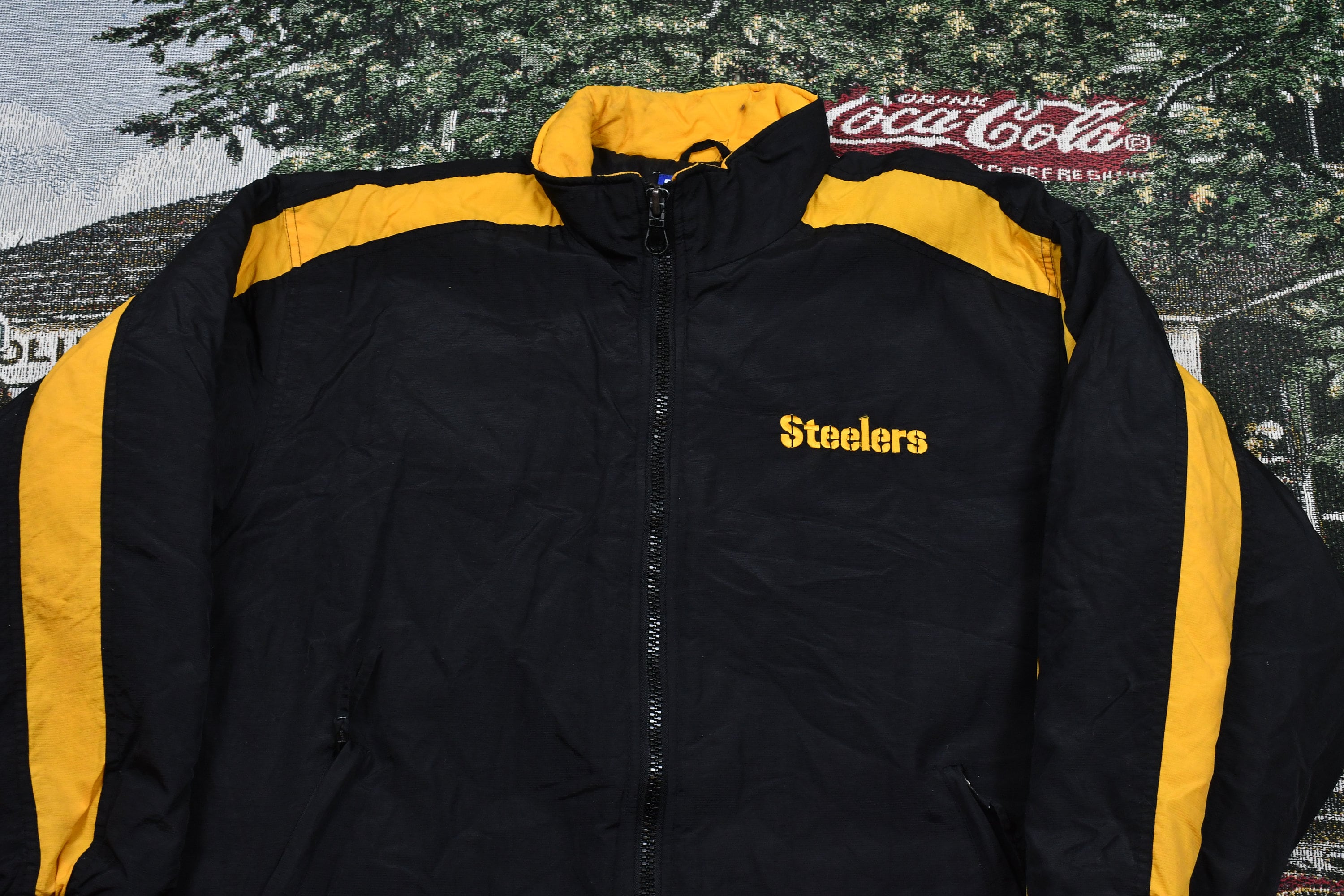 Vintage 1990s Pittsburgh Steelers NFL Logo Athletic Puffer Jacket