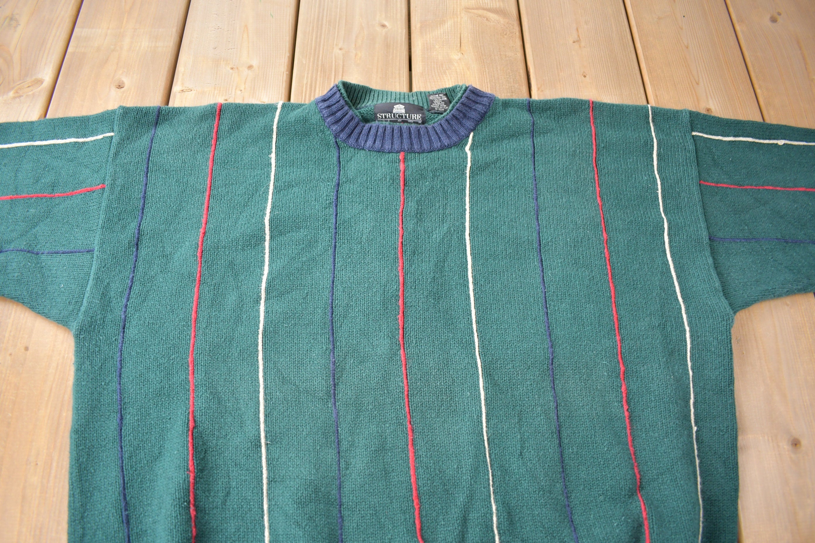 Vintage 1990s Structure Striped Knit Sweater