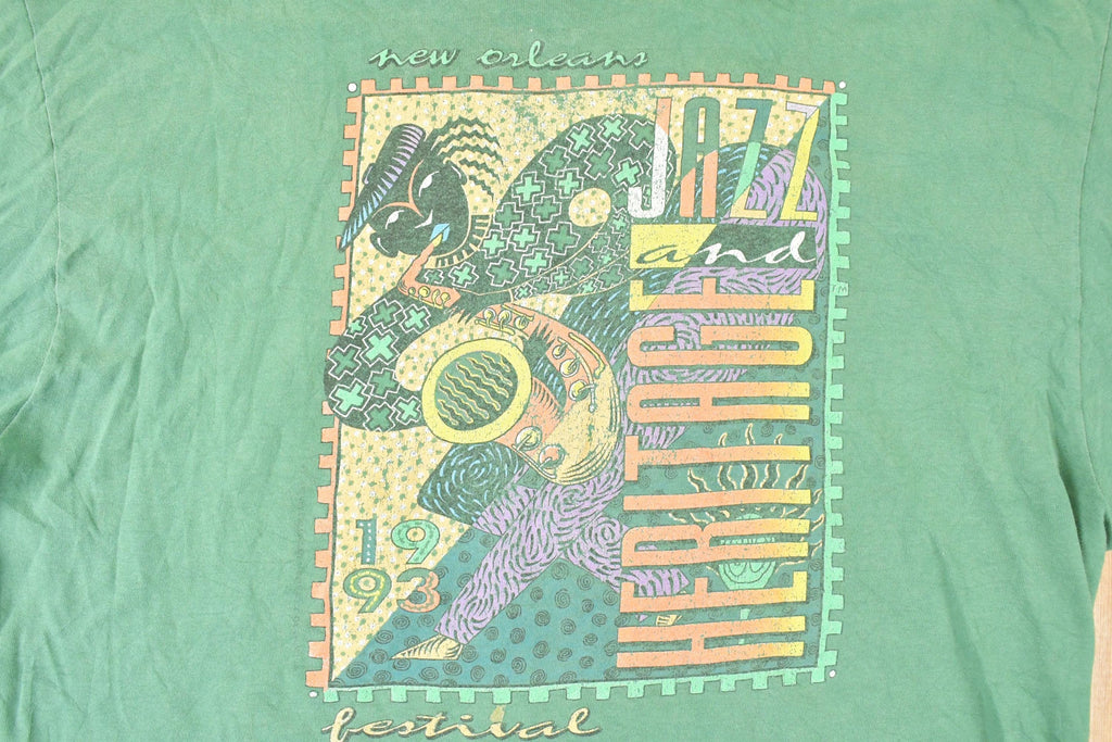 Vintage 1990s New Orleans Jazz And Heritage Festival Souvenir Travel T-Shirt Men's L