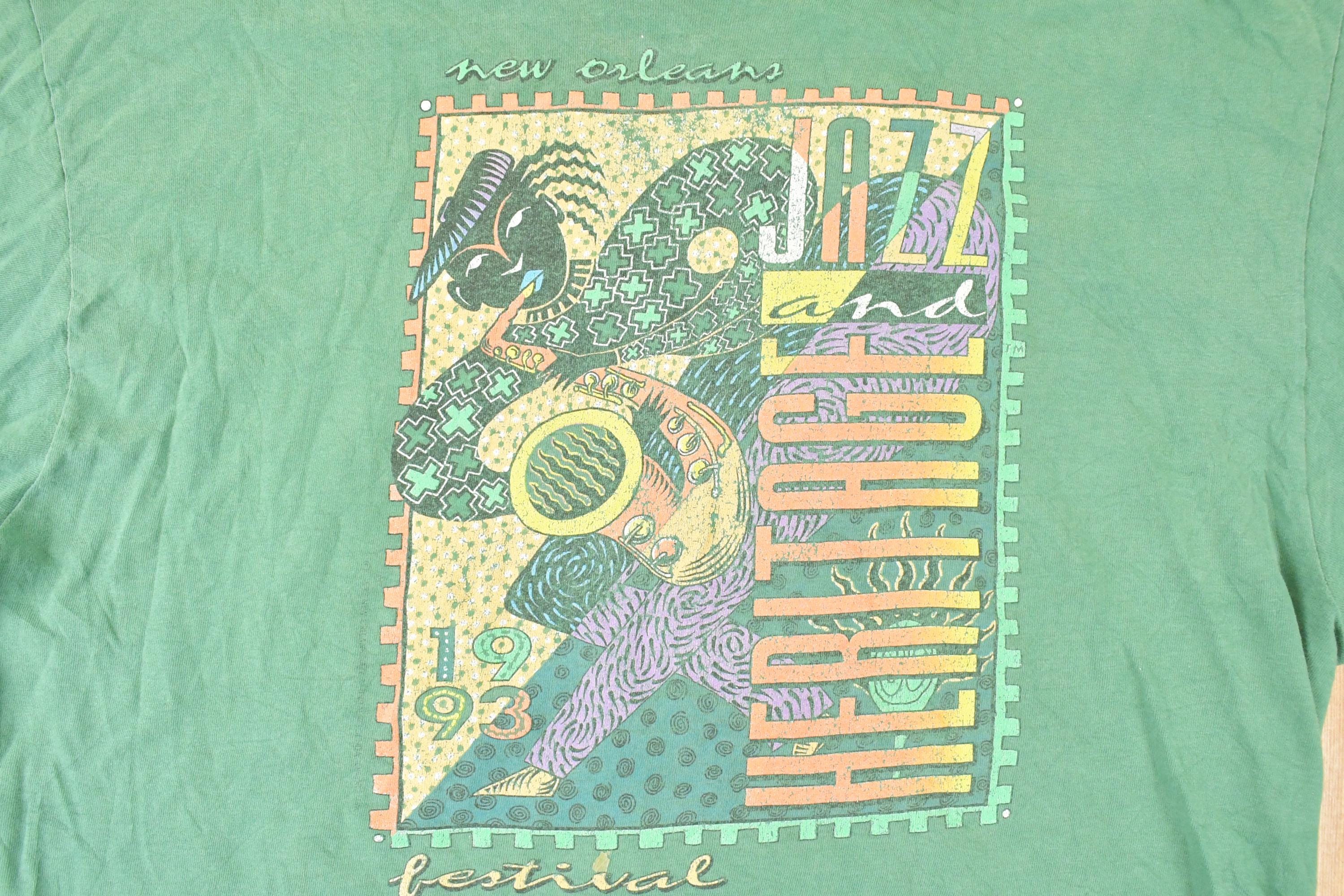 Vintage 1990s New Orleans Jazz And Heritage Festival Souvenir Travel T-Shirt Men's L