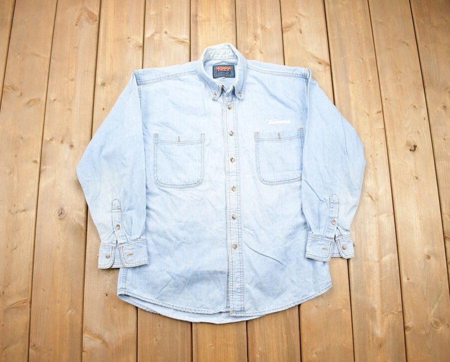 Vintage 1990s Toshiba Teamwork Denim Button Up Shirt