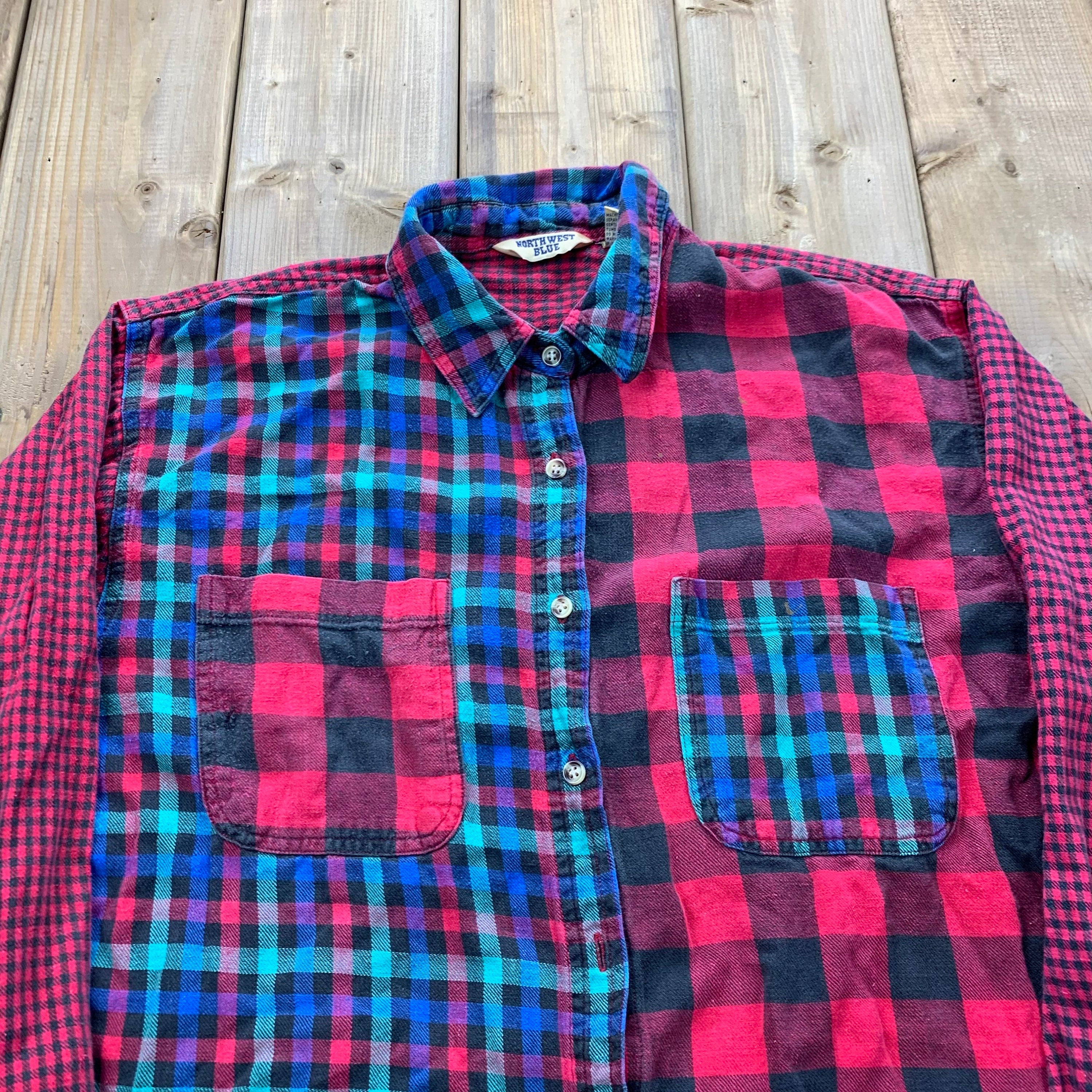 Vintage 90's Abstract Color Block Button Up Shirt
