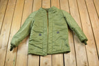 Vintage Military Hunter Green Button Up Bomber Wool Lined Army Jacket