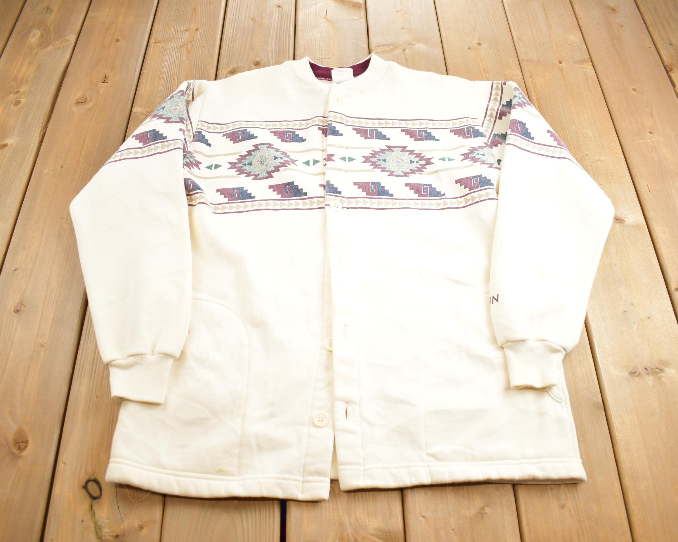 Vintage 1990s Oregon Abstract Design Button Up Cardigan Made In USA