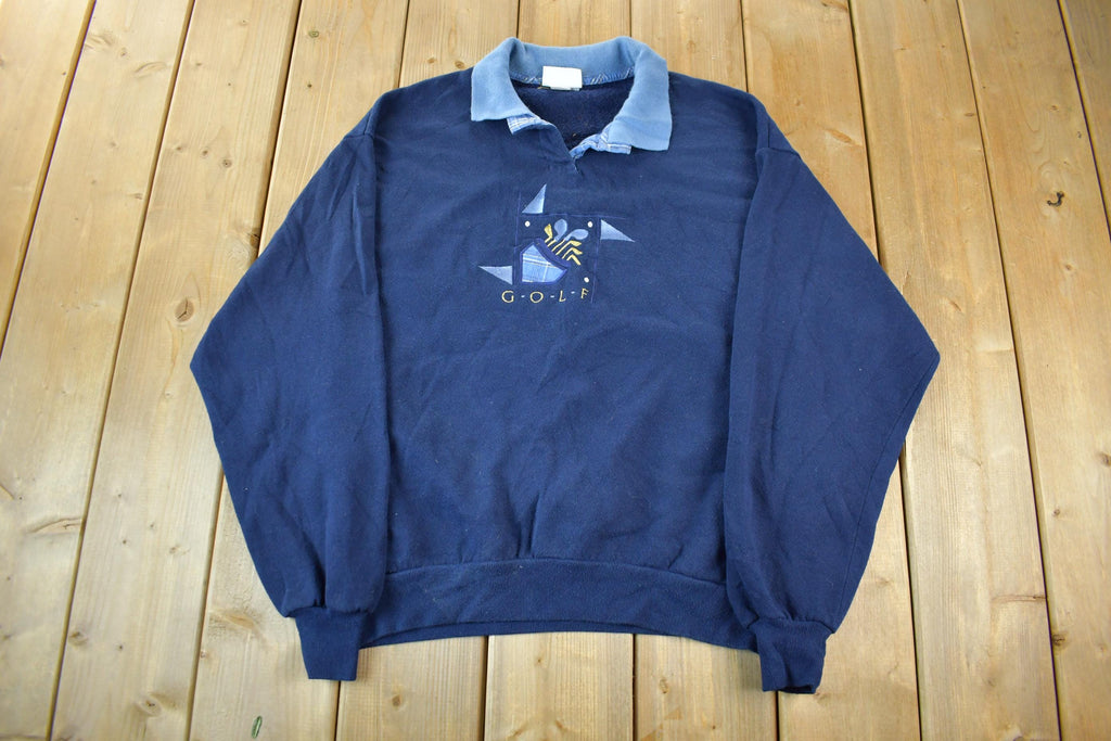 Vintage 1990s Golf Collared Sweatshirt Men's M-L