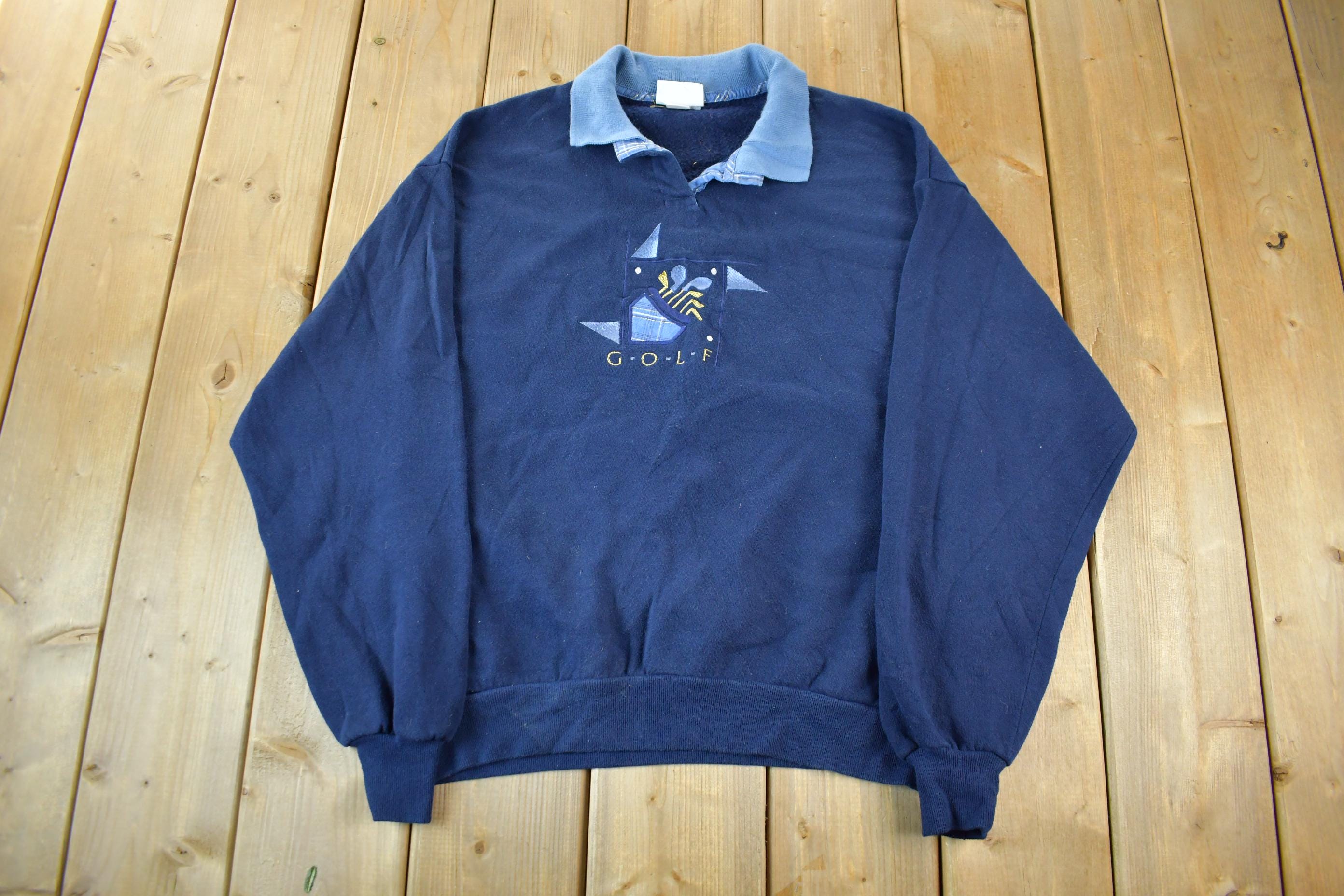 Vintage 1990s Golf Collared Sweatshirt Men's M-L