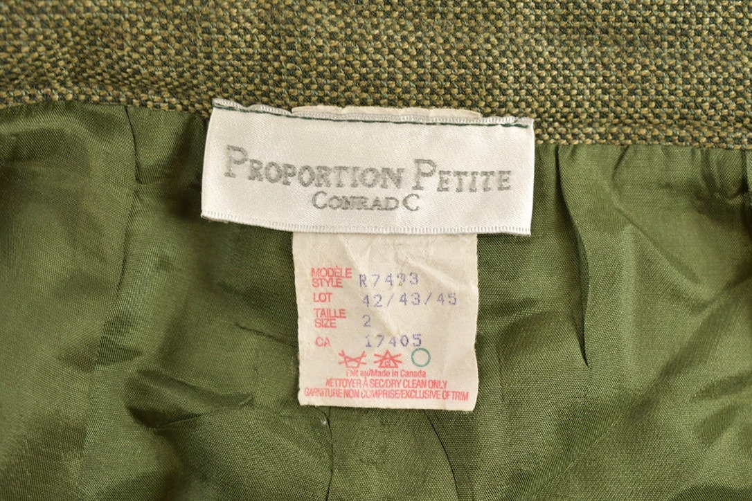 Vintage 1980s Green Wool Pants Size 24 x 27 / Vintage Trousers / Rare Vintage / Vintage Pants / Button Fly / Wool Trousers / Made In Canada